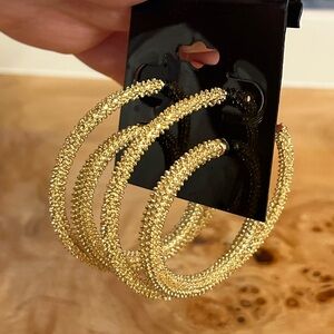 2 for $20 Sale!! Textured Gold Tone Hoop Earrings Set
